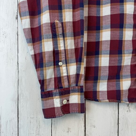 Fossil 54 Plaid Western Pearl Snap Long Sleeve Button Down Shirt Size Large - Picture 5 of 12